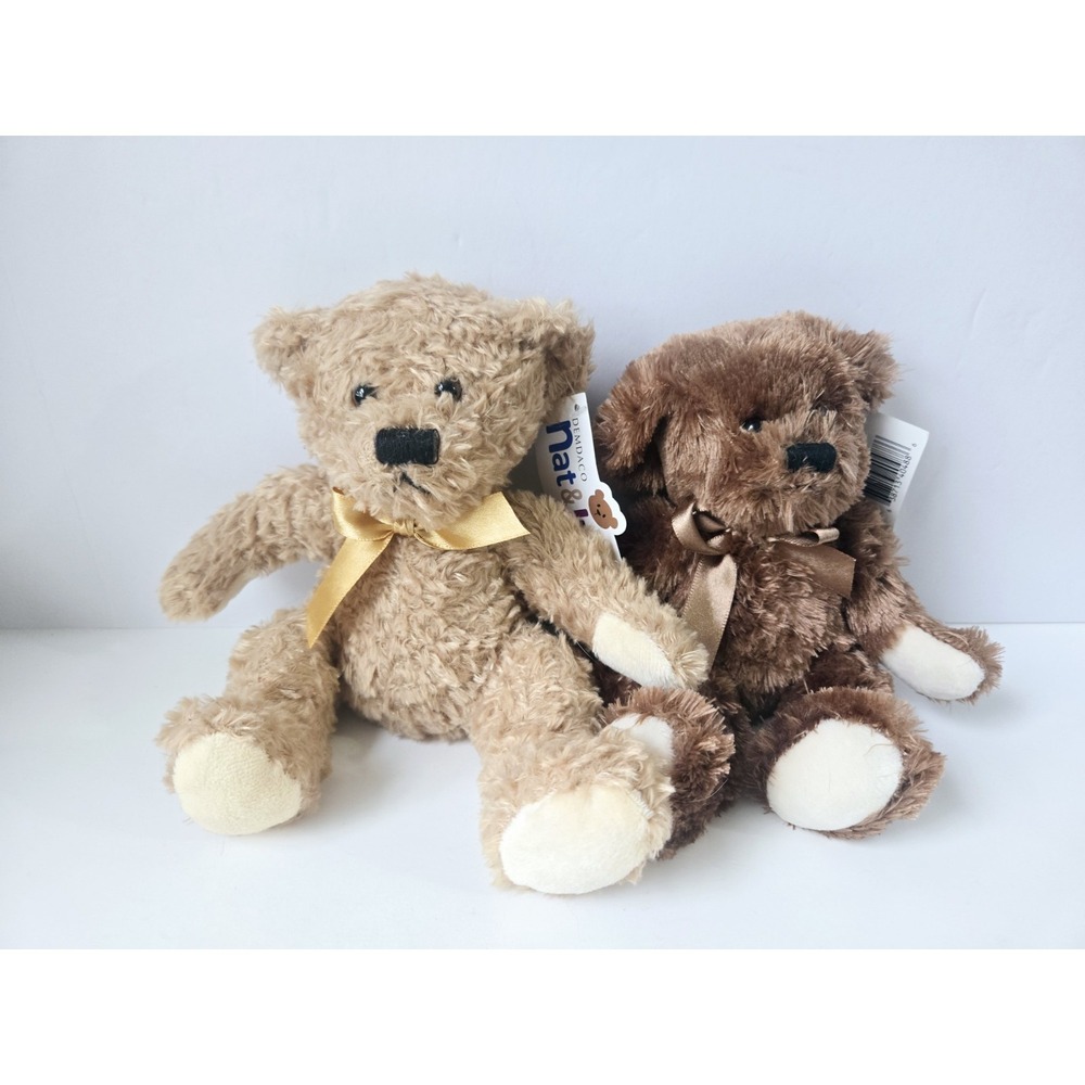 Demdaco Nat & Jules plush‎ teddy bear NWT Forever My Teddy 6" pair brown